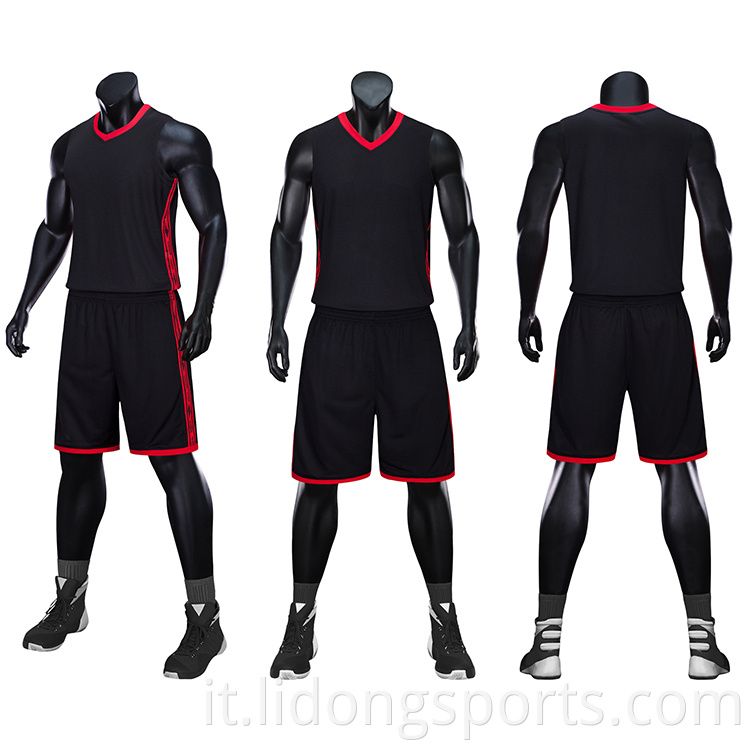 2021 Design Nuovo design Uomini di alta qualità 100% Polyester Black Basketball Jersey e Short